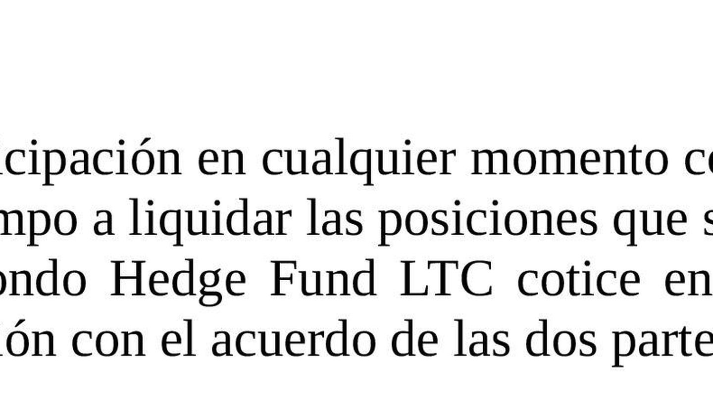 Extracto del contrato entre Miguel Pavón Besalú y sus inversores.