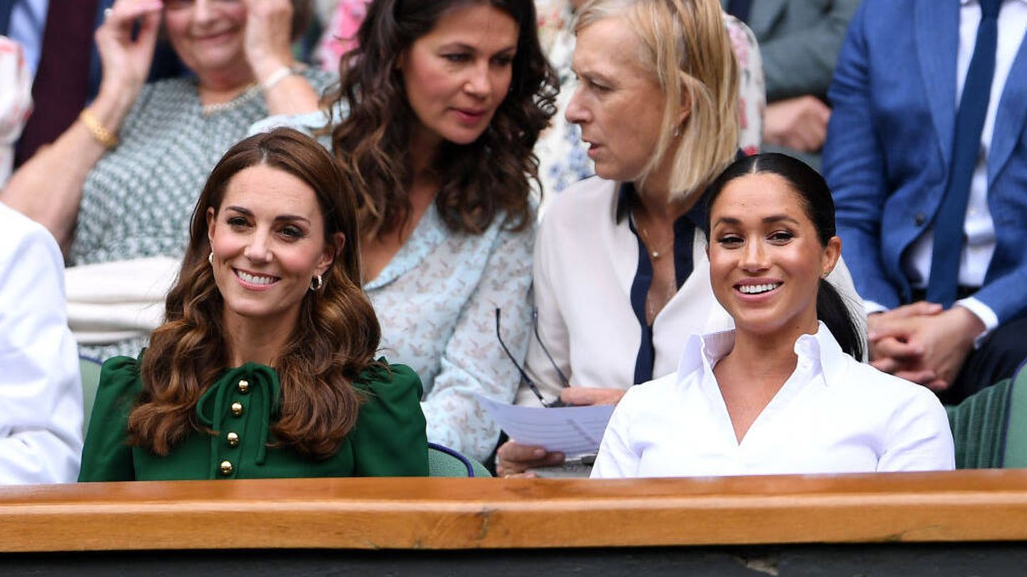 Kate Middleton y Meghan Markle en Wimbledon. (Getty/Laurence Griffiths)