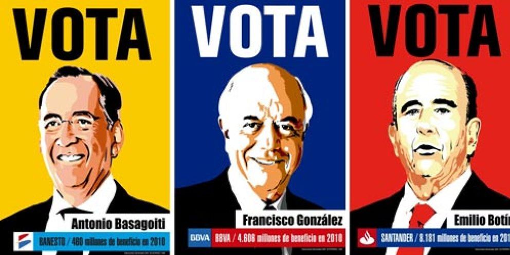 Foto: Francisco González, Basagoiti, Botín... los 'candidatos' del movimiento 15M en Madrid