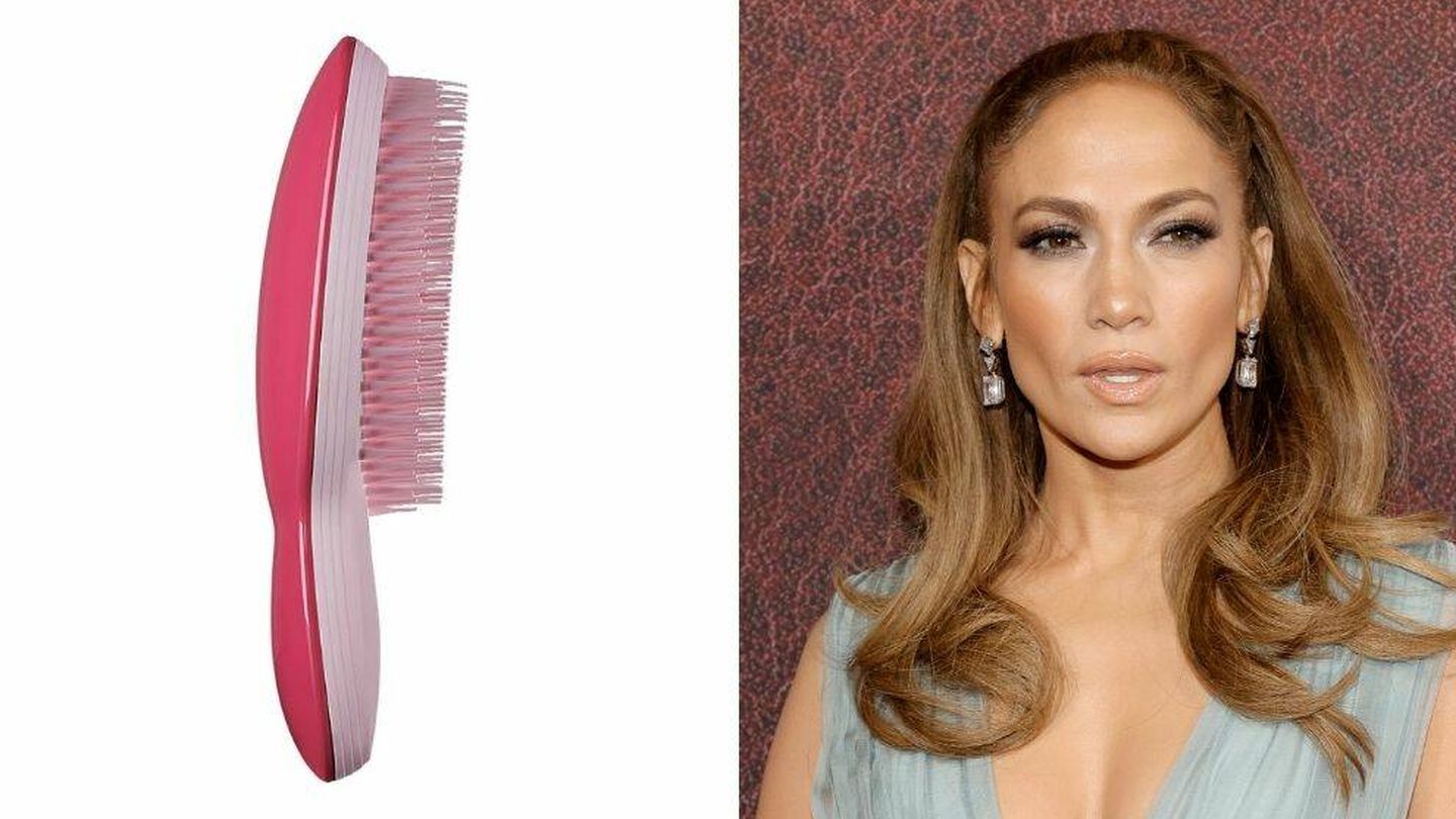 Jennifer Lopez recurre a los cepillos antitirones, en concreto al Tangle Teezer The Ultimate Finishing Hairbrush. (Getty/Amy Sussman)