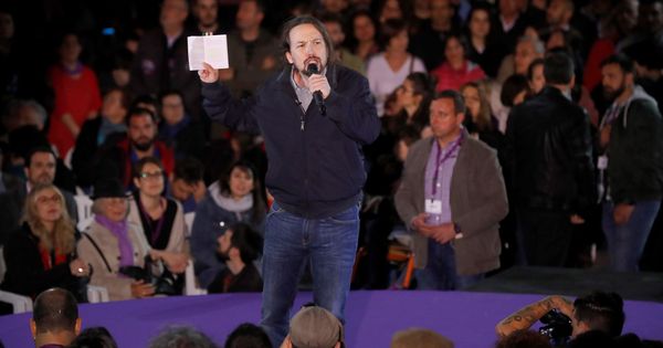 Foto: Pablo Iglesias en su acto de inicio de la campaña electoral. (EFE)