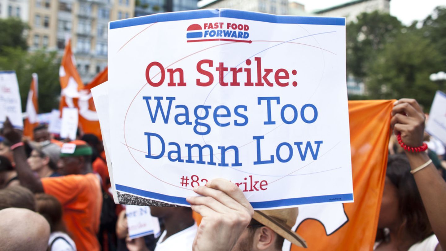 Huelga general del los trabajadores del sector de la comida rápida en nueva york. (corbis)