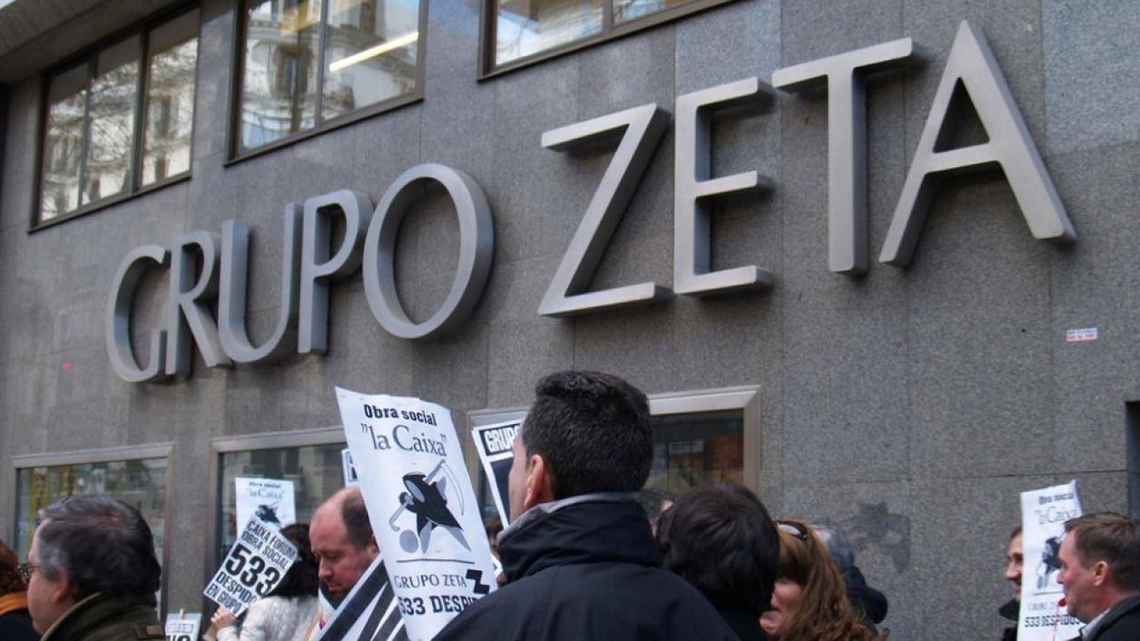 Foto: Protestas de los trabajadores de Grupo Zeta en 2015. (Foto: Sindicatos de Periodistas de Madrid)