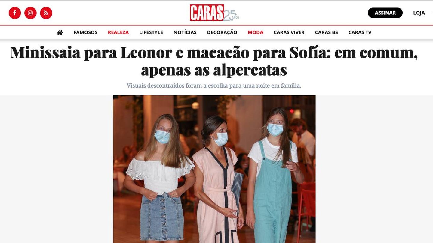 Un artículo en la revista portuguesa 'Caras' sobre los looks de la reina y sus hijas.