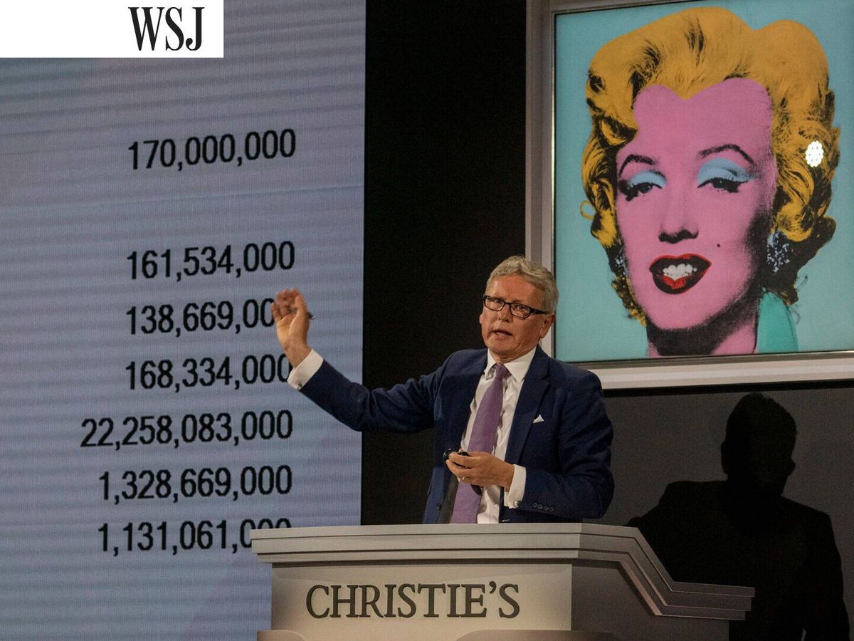 Foto:  'Shot Sage Blue Marilyn', de Andy Warhol, subastado por 170 millones de dólares en Christie's NY en mayo de 2022. (EC Diseño)