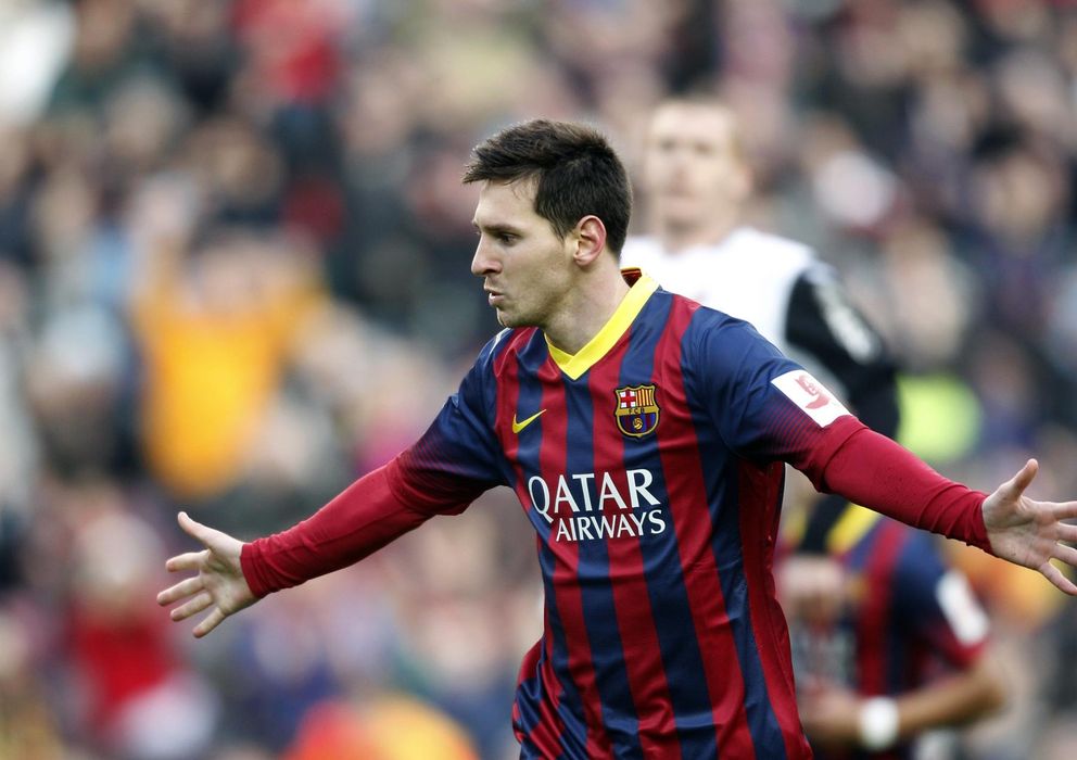 Foto: Messi celebra el gol marcado al Valencia (Reuters)