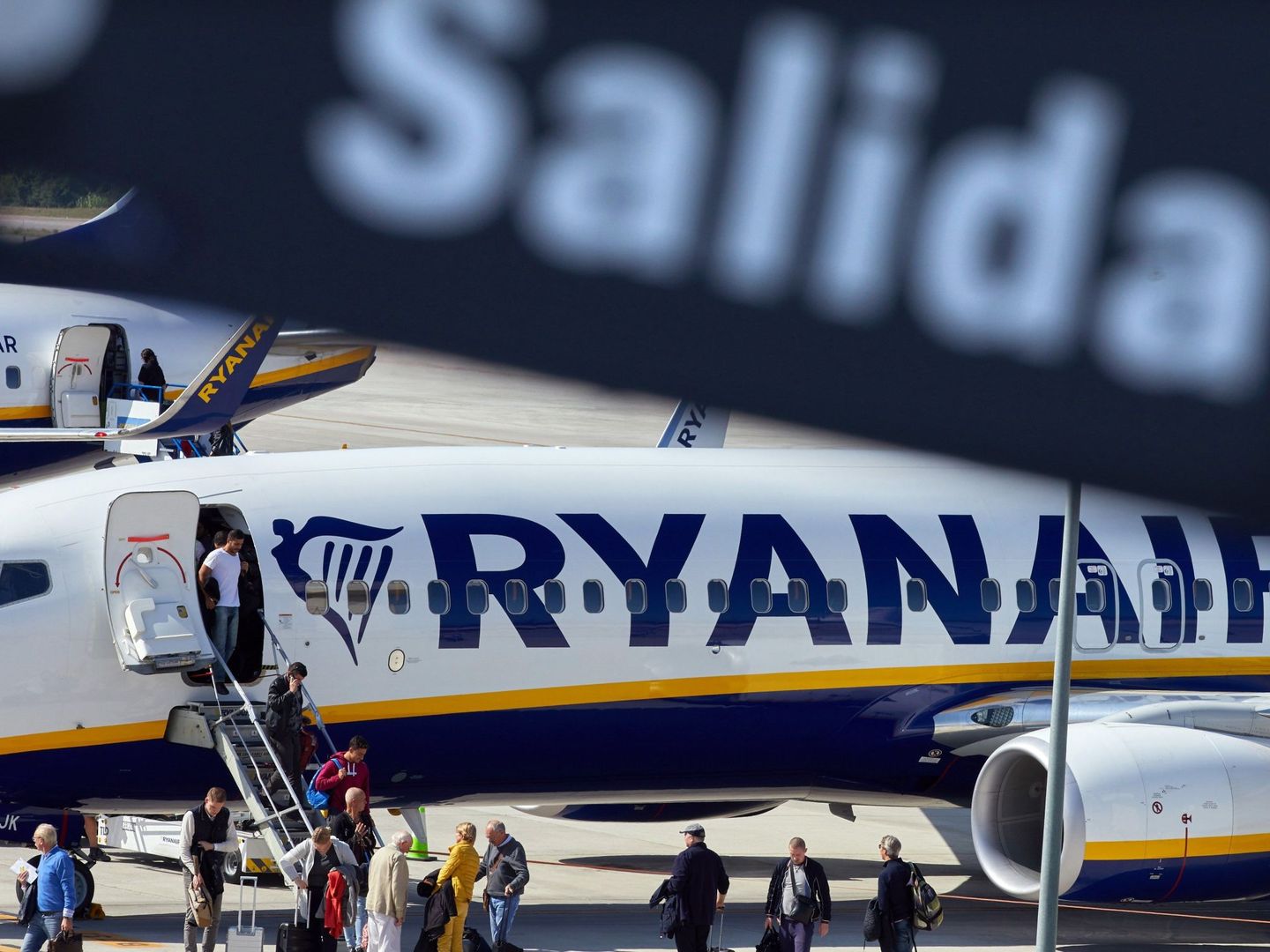 Huelga de pilotos y tripulantes de cabina de Ryanair en Girona el pasado septiembre. (EFE)      