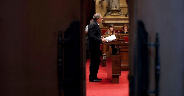 Foto: El presidente de la Generalitat, Quim Torra, durante su intervención en el pleno de Política Genera. (EFE)