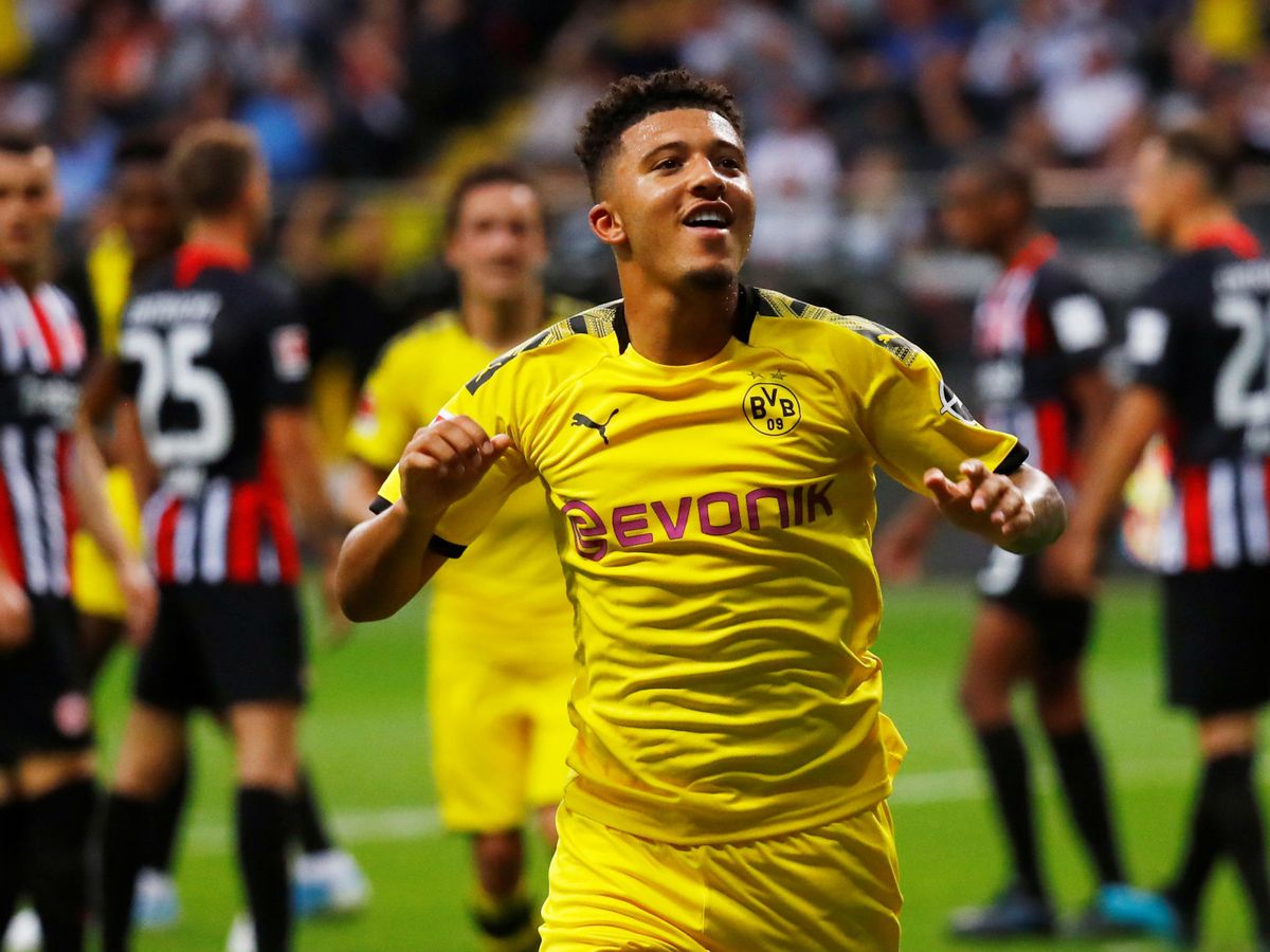 Foto: Jadon Sancho celebra un gol con el Borussia Dortmund. (Reuters)