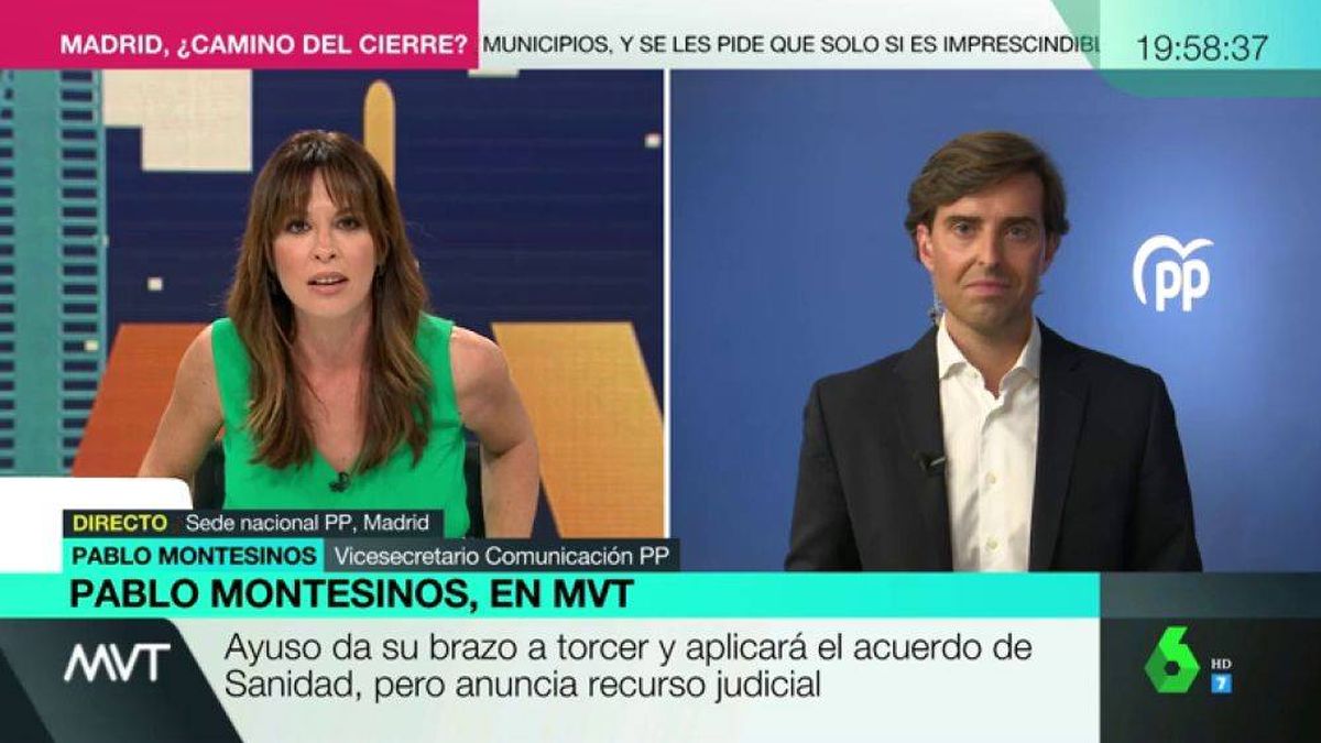 Mamen Mendizábal pone contra las cuerdas a Pablo Montesinos (y a Díaz Ayuso) en La Sexta