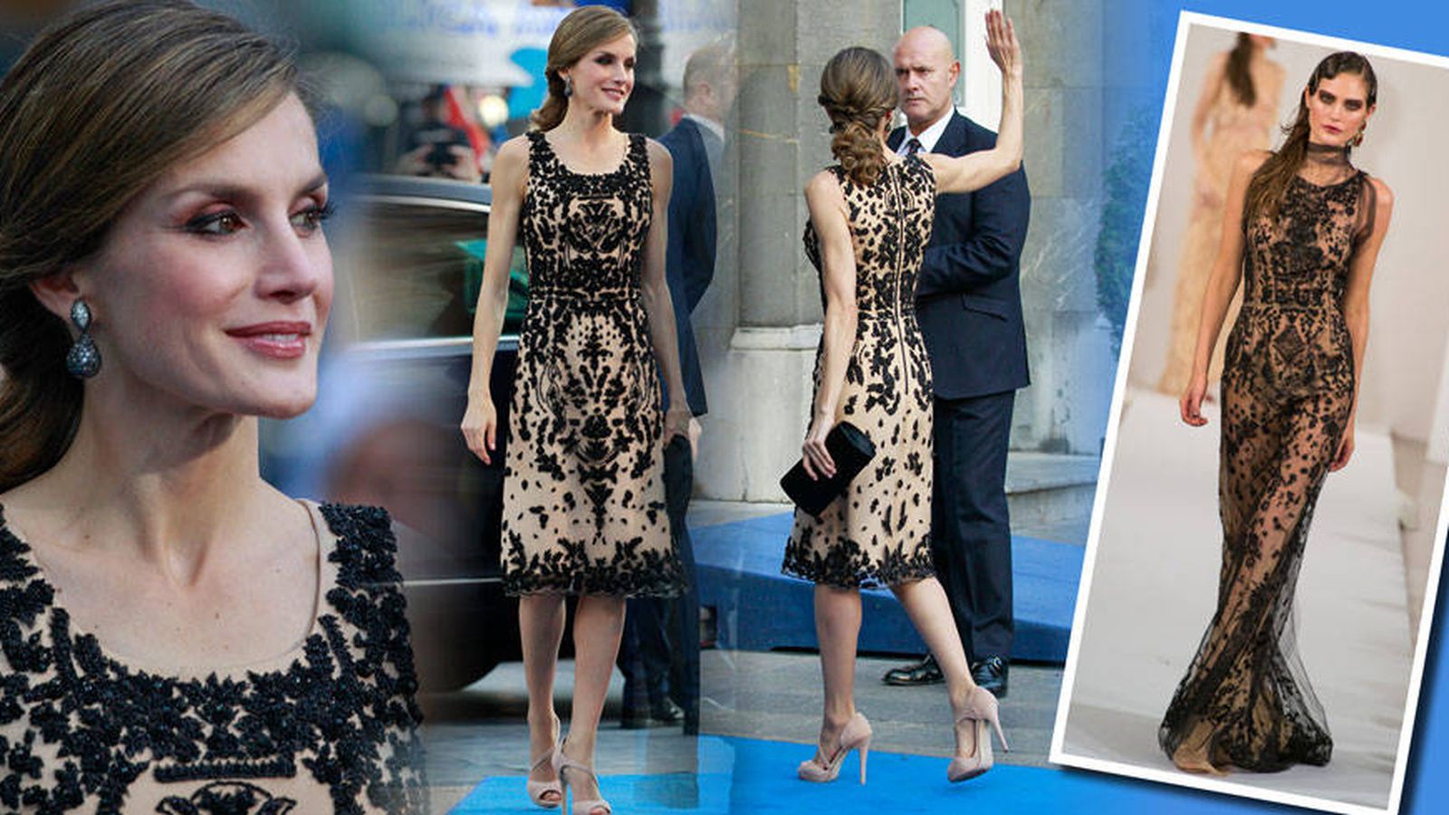 Foto: La Reina con su vestido de Varela y el de Óscar de la Renta