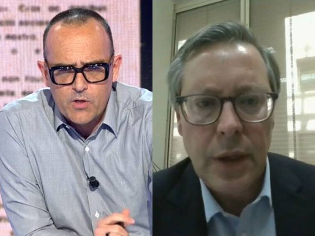 Foto: El presentador Risto Mejide y el político Alfonso Serrano en 'Todo es mentira'. (Mediaset)