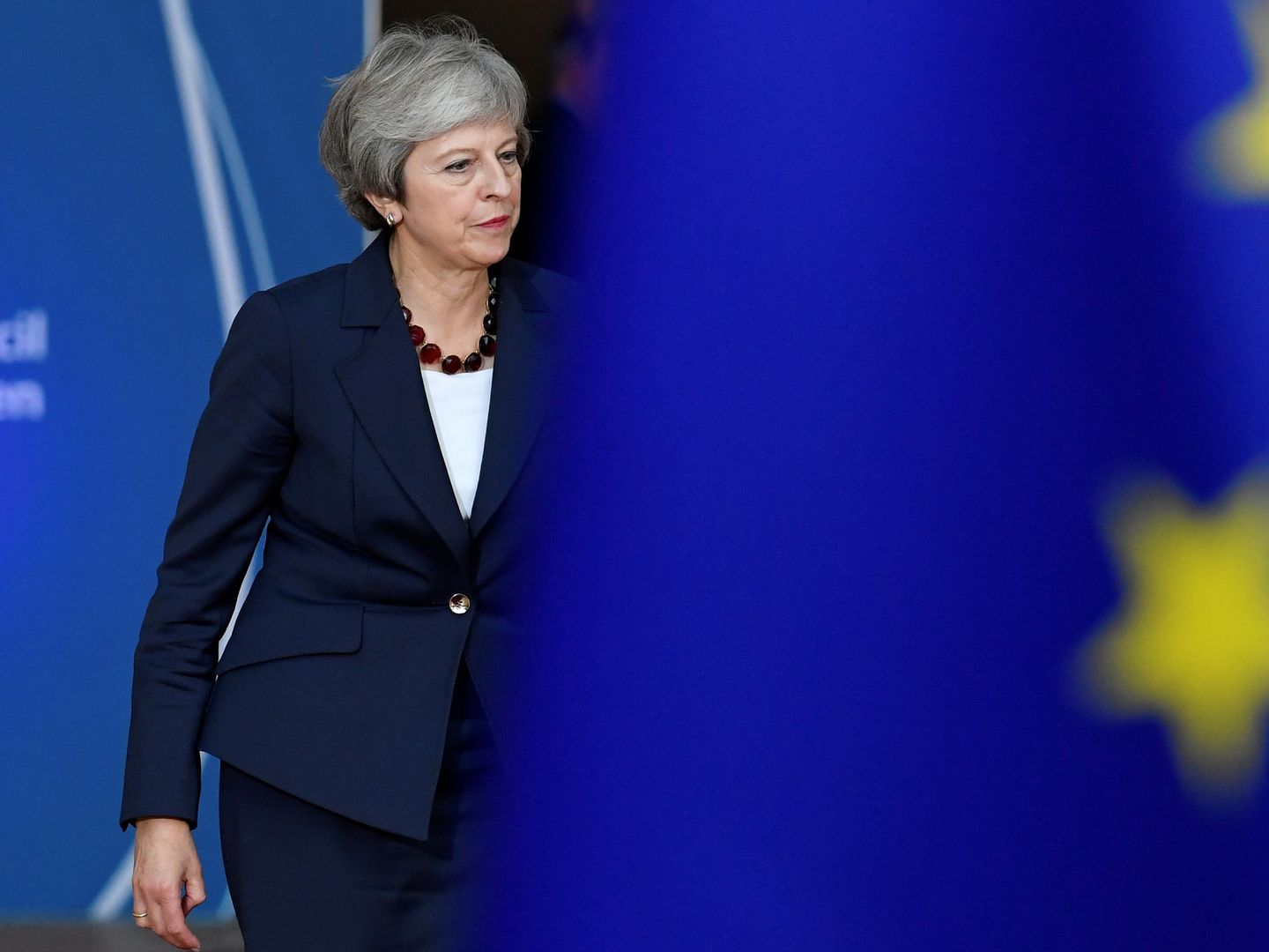 Theresa May, a su llegada a una cumbre de líderes europeos en Bruselas, el 17 de octubre de 2018. (Reuters) 