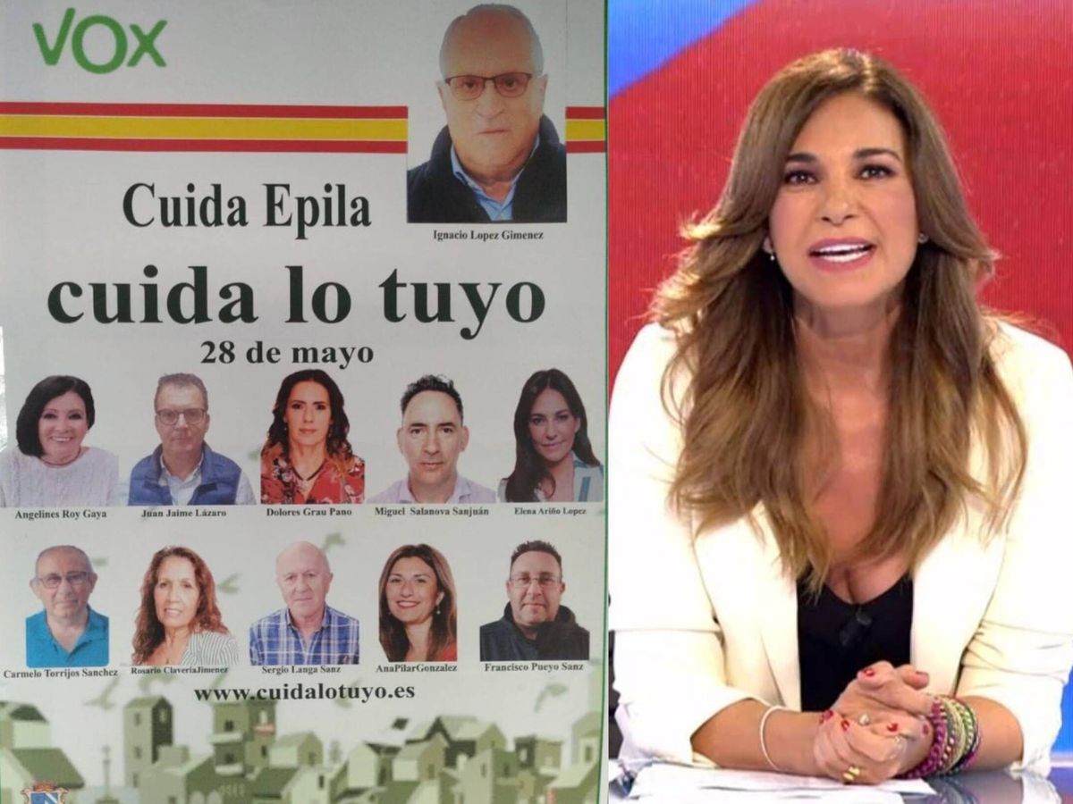Foto: En el cartel de Vox Épila aparece la foto de Mariló Montero sobre el nombre de la candidata Elena Ariño.