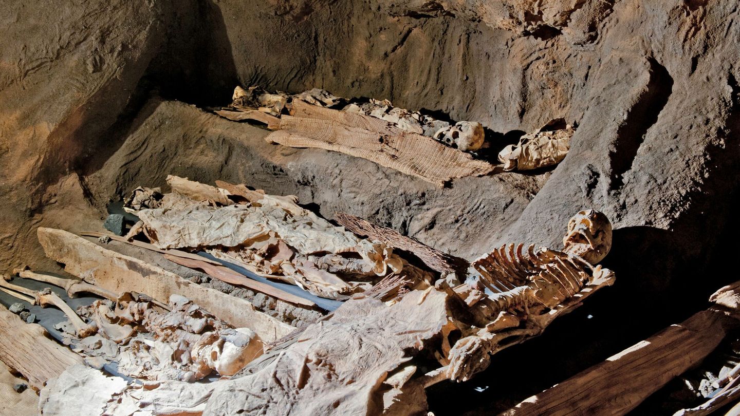 Excavación de momias canarias. (EFE)