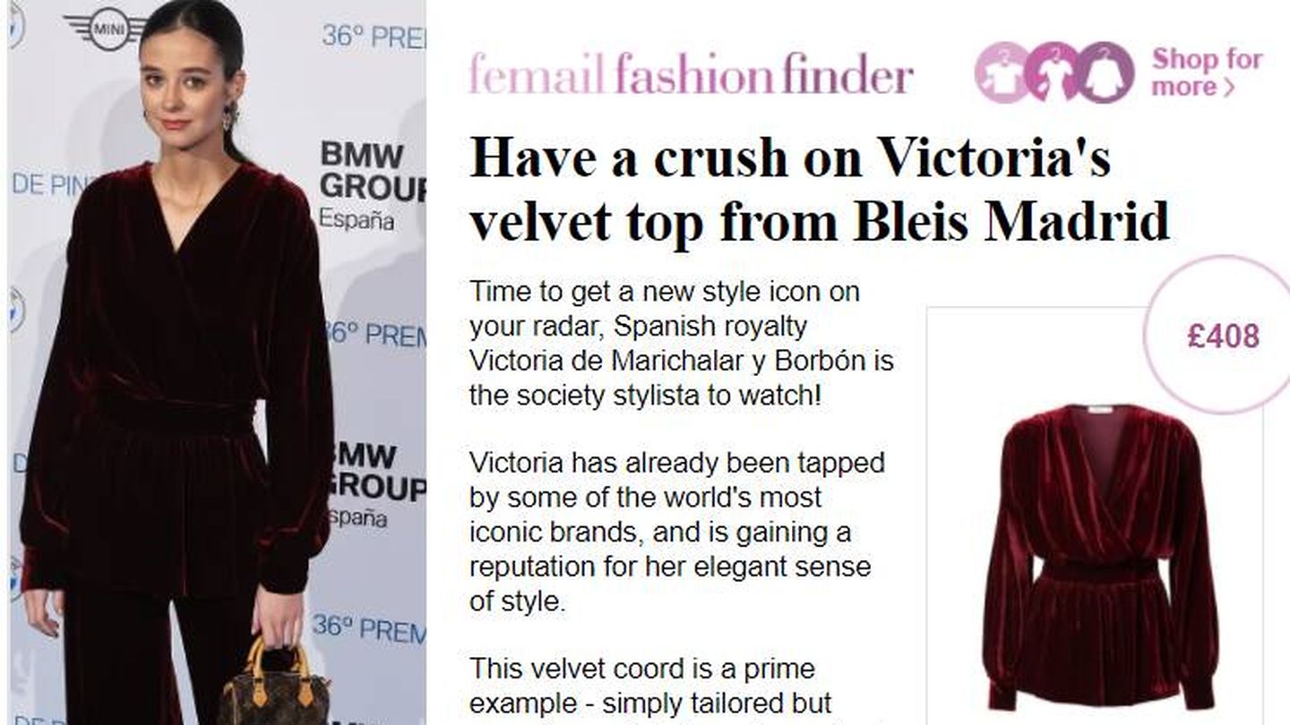 Mención en Daily Mail de uno de los looks de Victoria Federica. 