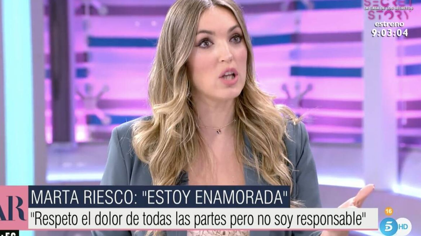Marta Riesco, durante la entrevista. (Mediaset)