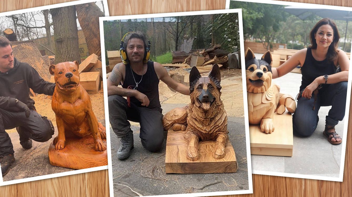 Foto: Los perros de madera son tan falsos como sus dueños. (Inteligencia artificial)