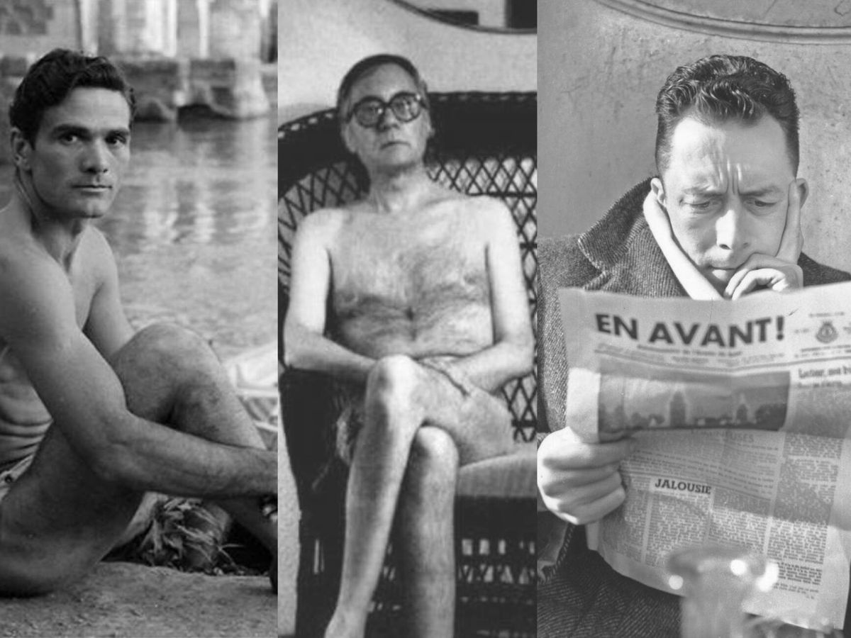 Foto: De izquierda a derecha: Pier Paolo Pasolini, Francisco Umbral y Albert Camus