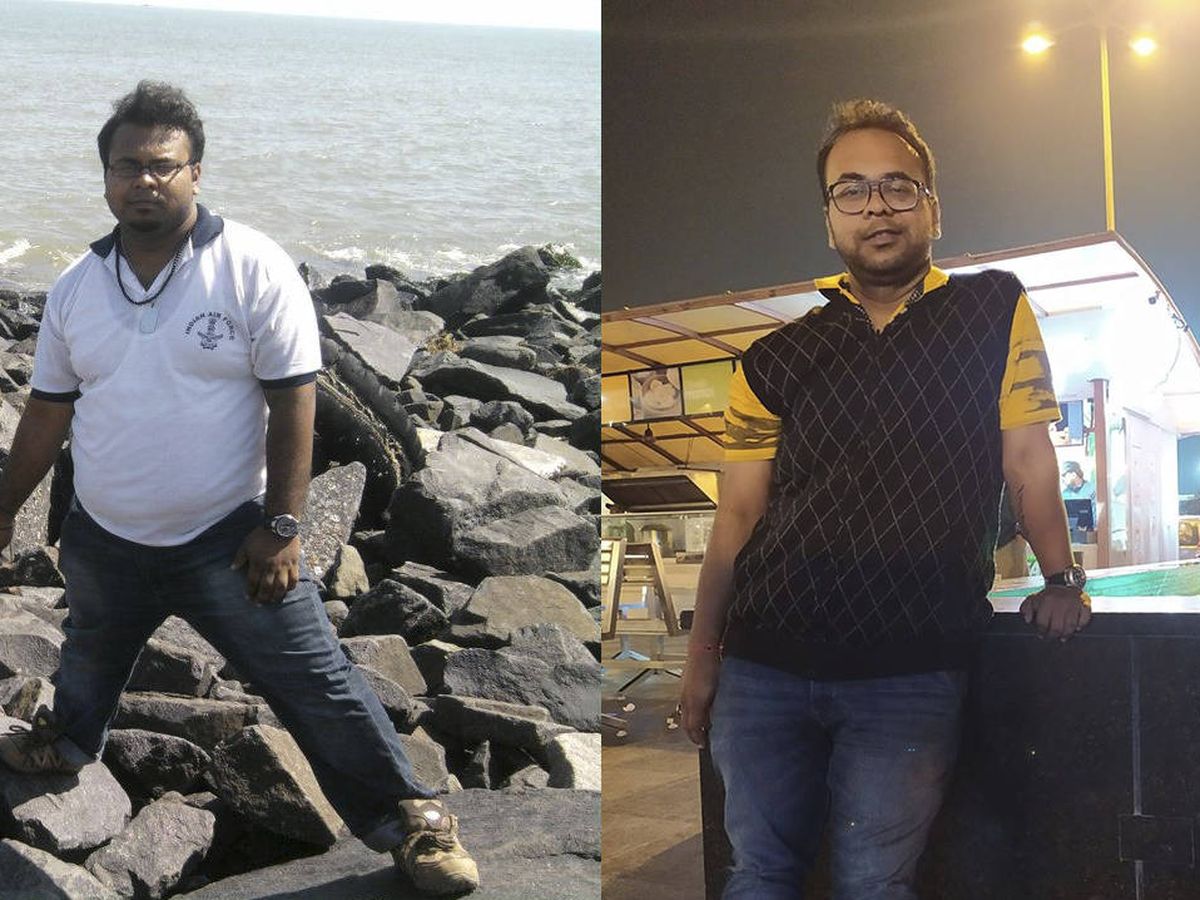 Foto: Prit Sundaram Kandar, antes y después de adelgazar. Foto: Facebook