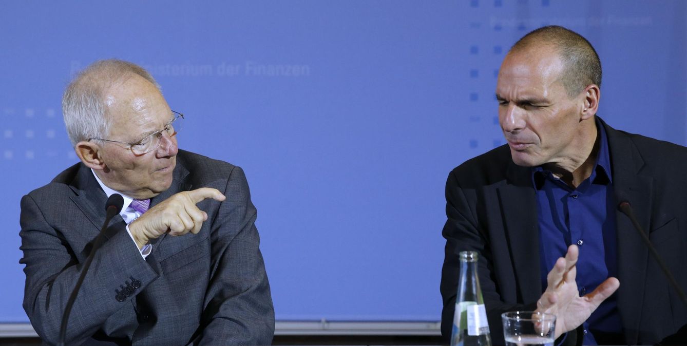 Wolfgang Schäuble junto a Varufakis en Berlín (Reuters).