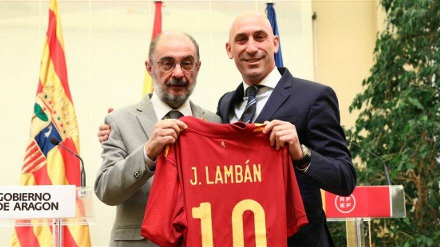 Javier Lambán junto a José Luis Rubiales. (Gobierno de Aragón)