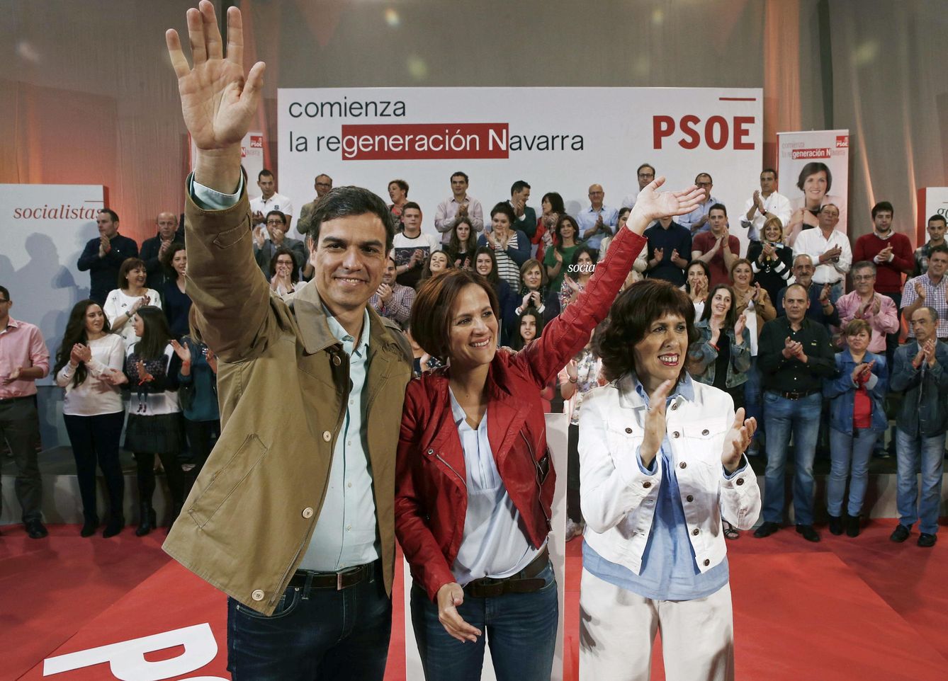 El secretario general del PSOE, Pedro Sánchez, en un acto político este sábado en Pamplona. (EFE)