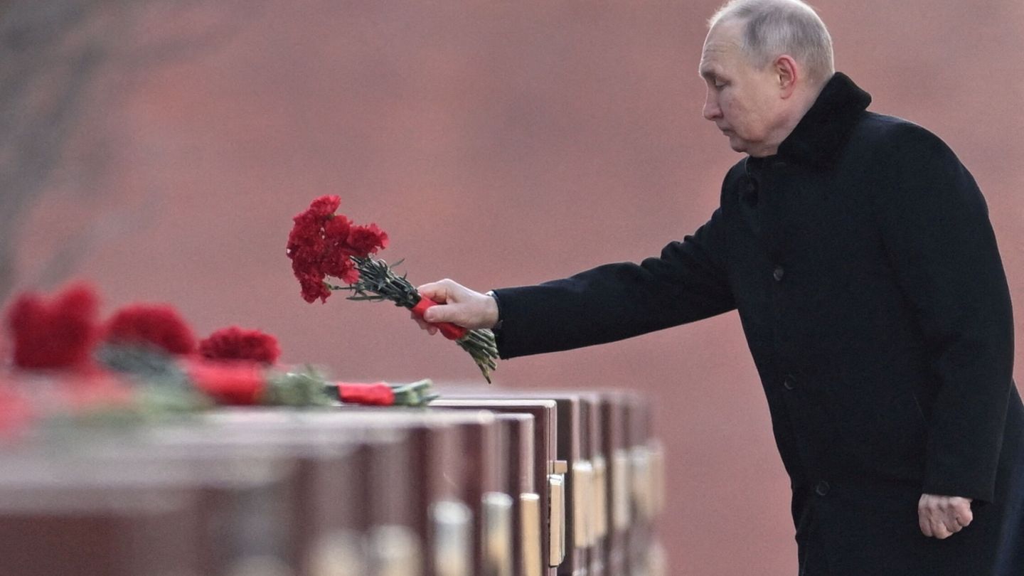 El presidente ruso, Vladimir Putin, en un momento de la ceremonia en Moscú por el Día de los Defensores de la Patria.