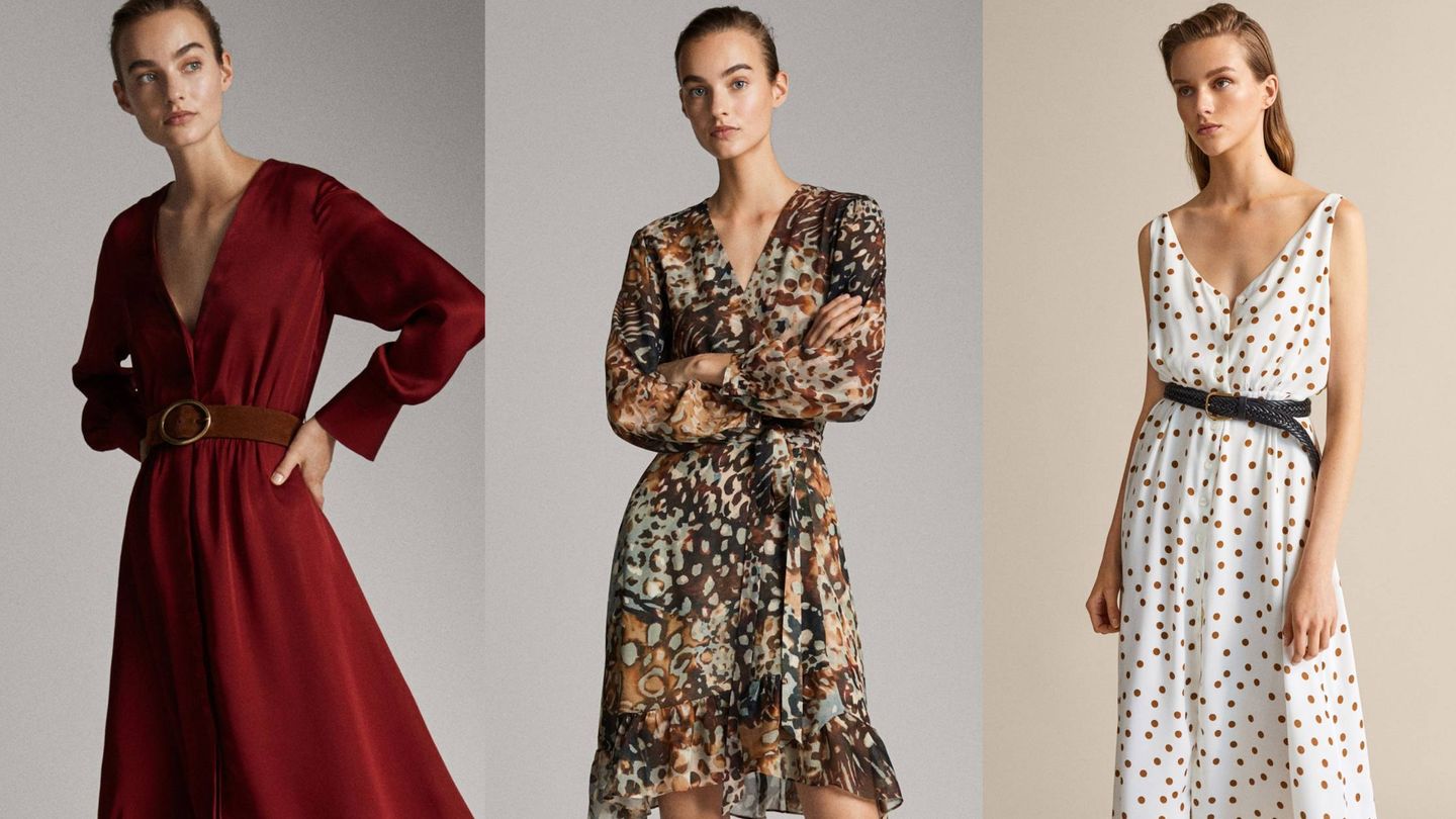 Tres opciones de vestido de la nueva colección de Massimo Dutti. (Cortesía)