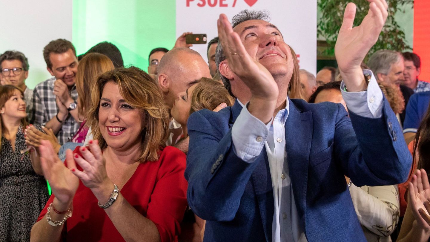 La secretaria general del PSOE-A, Susana Díaz, y el alcalde de Sevilla, Juan Espadas. (EFE)