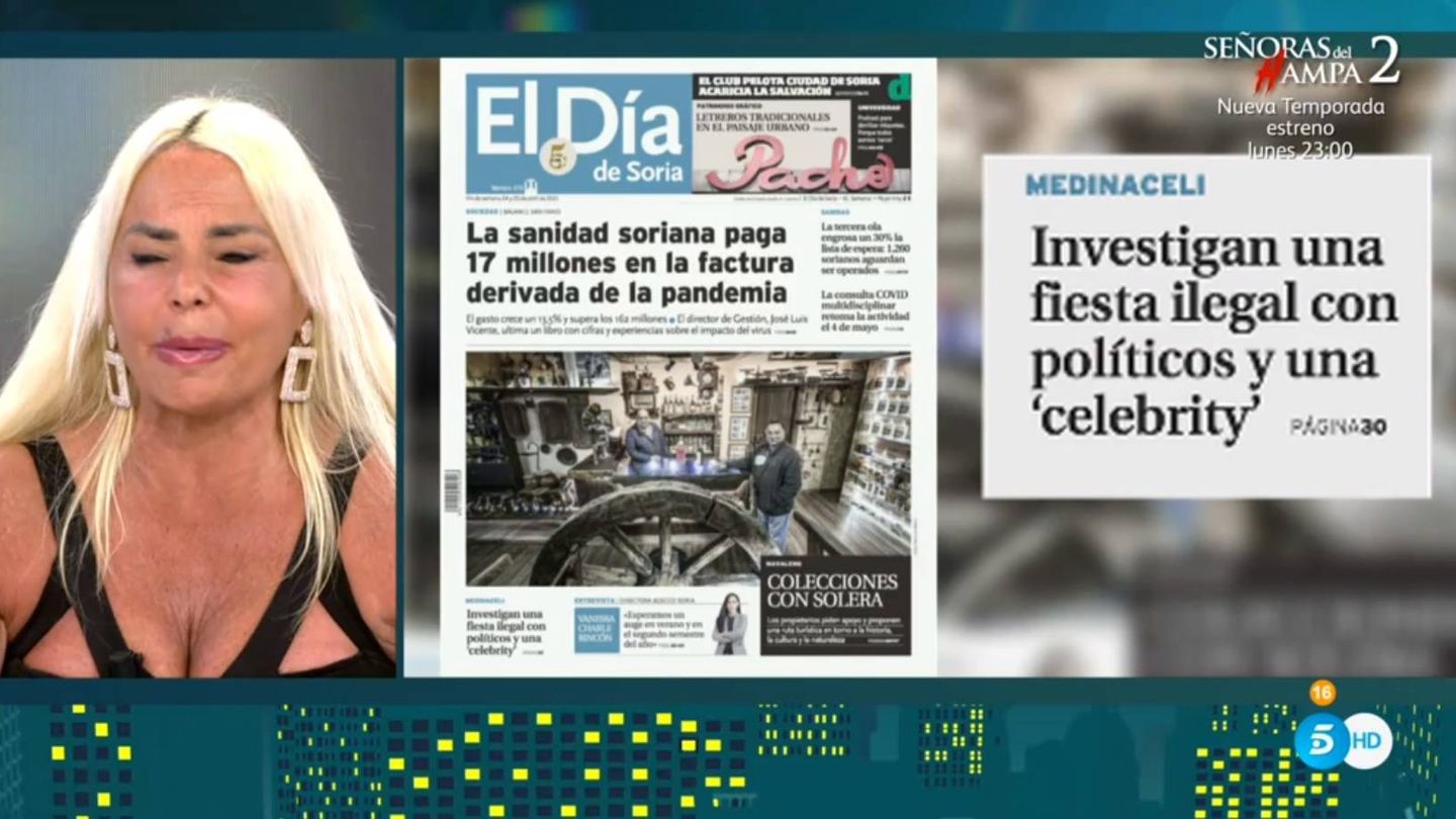 Leticia Sabater desmintiendo la noticia de la fiesta ilegal. (Telecinco).