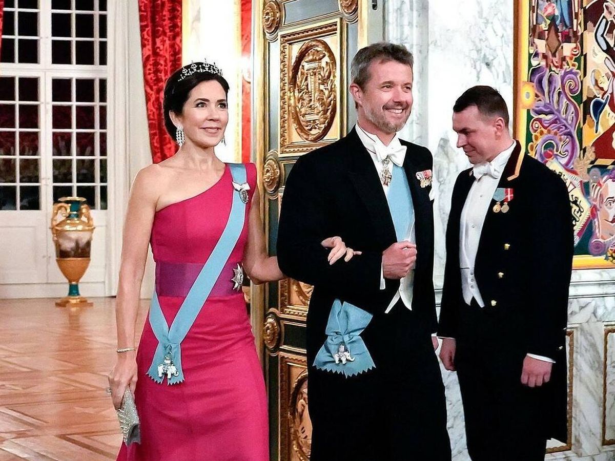 Foto: Mary y Federico de Dinamarca, en la cena de gala en honor a la reina Margarita. (Keld Nameoft/Casa Real Danesa)