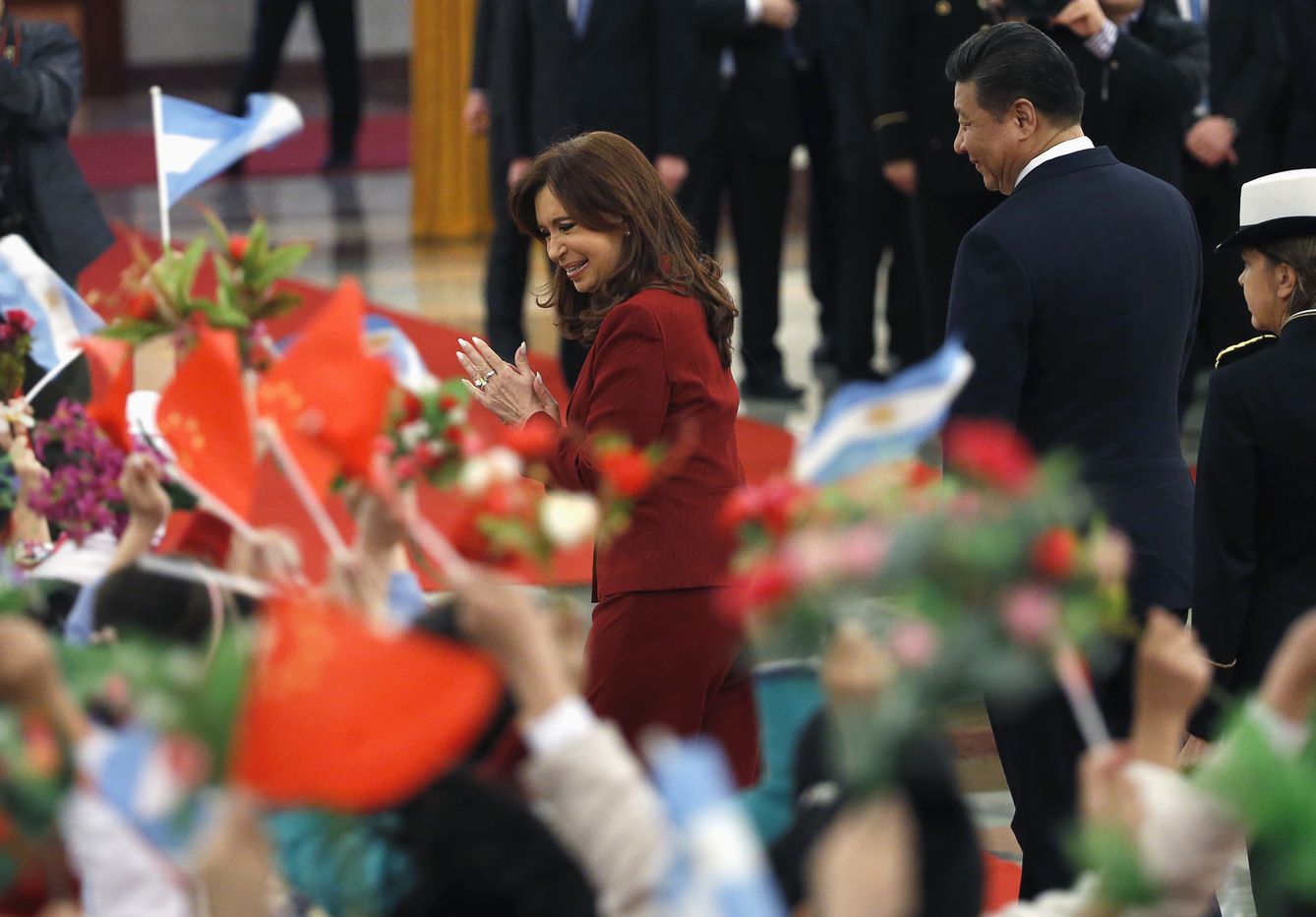 La presidenta argentina, Cristina Kirchner, junto al lider chino Xi Jinping durante una reciente visita a Pekín (Reuters).
