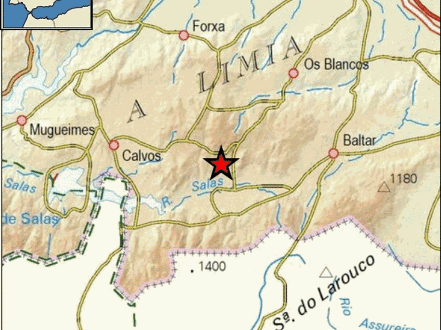 Epicentro del terremoto en las proximidades de Calvos de Randín. (IGN)