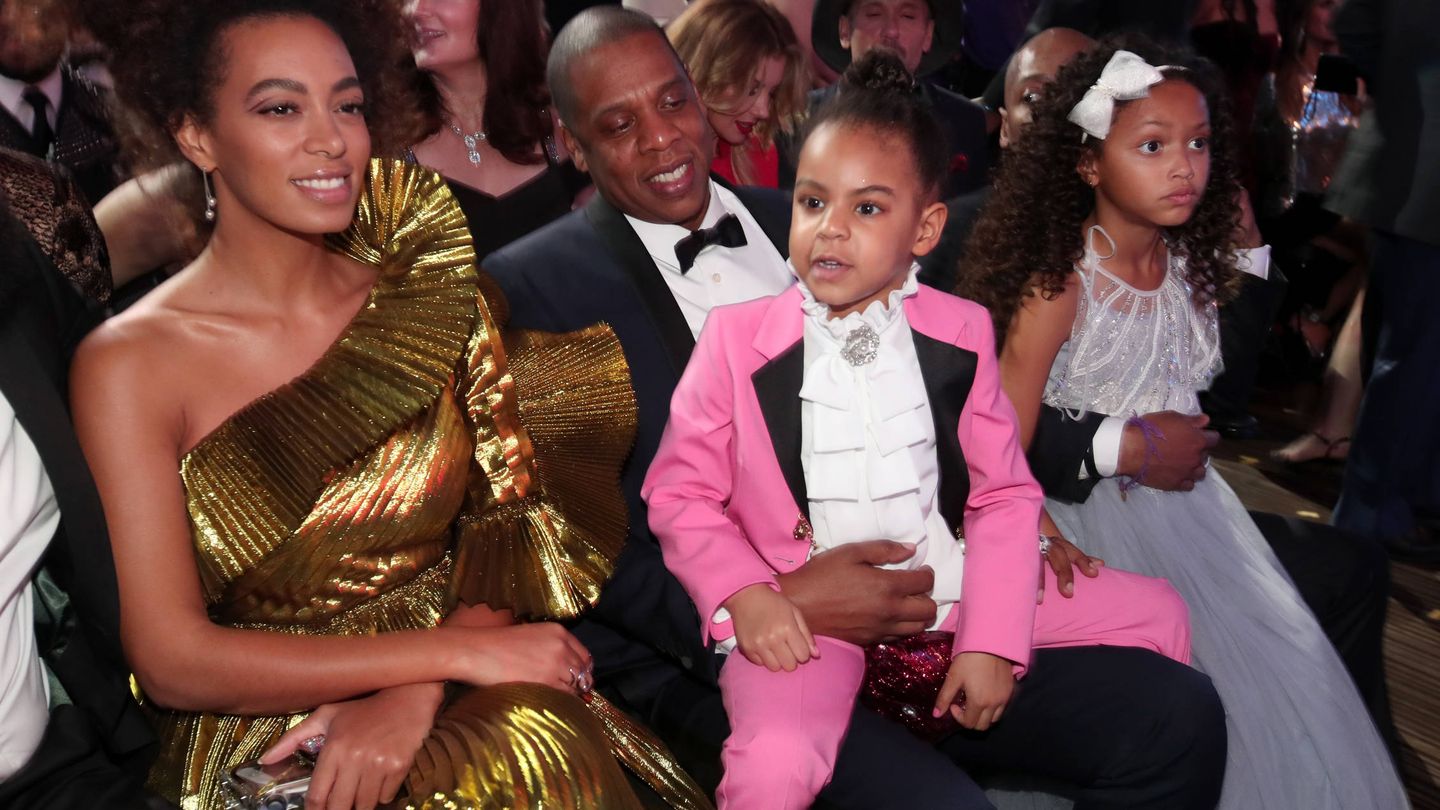 Solange Knowles, Jay-Z y Blue Ivy Carter. (Getty)