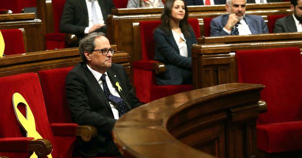 Foto: El presidente de la Generalitat, Quim Torra, durante el último pleno del Parlament. (EFE)