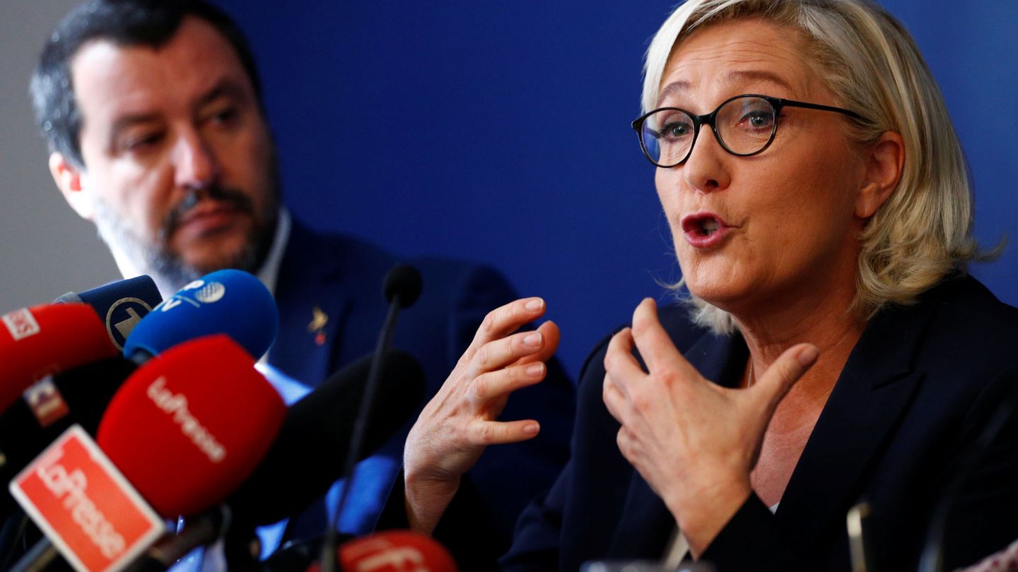 Le Pen habla durante el cuentro con Salvini hoy en Roma (REUTERS)