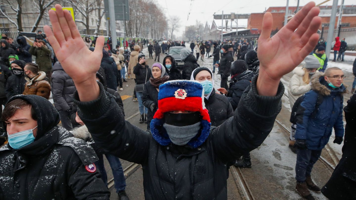 Protestas en Moscú en contra de la detención de Navalni. (Reuters)