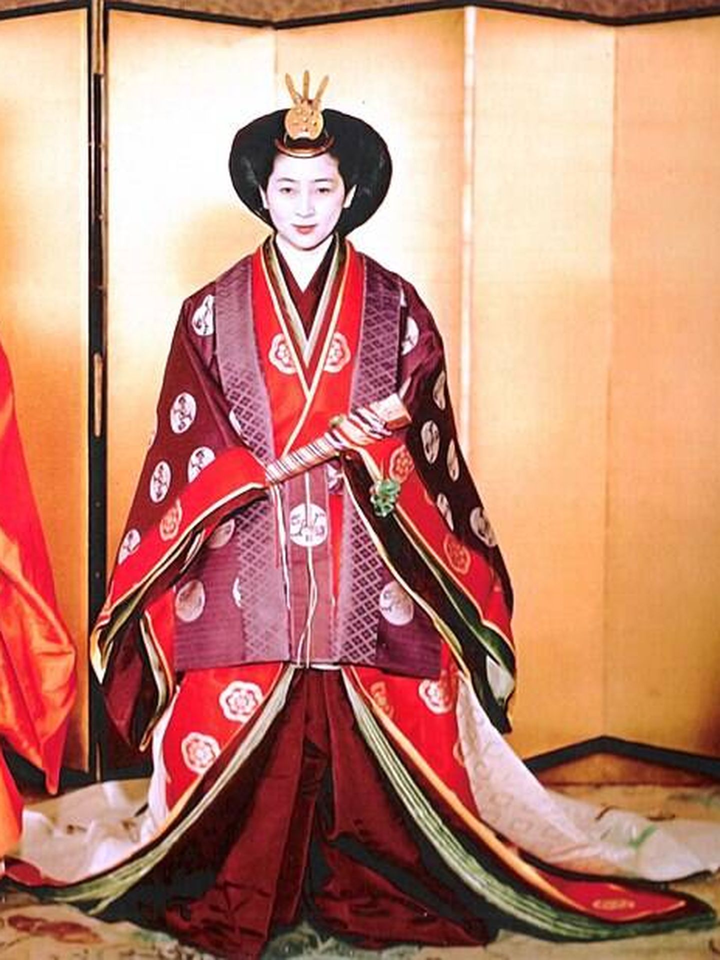 Michiko, con el kimono milenario en su boda. (Dominio público)
