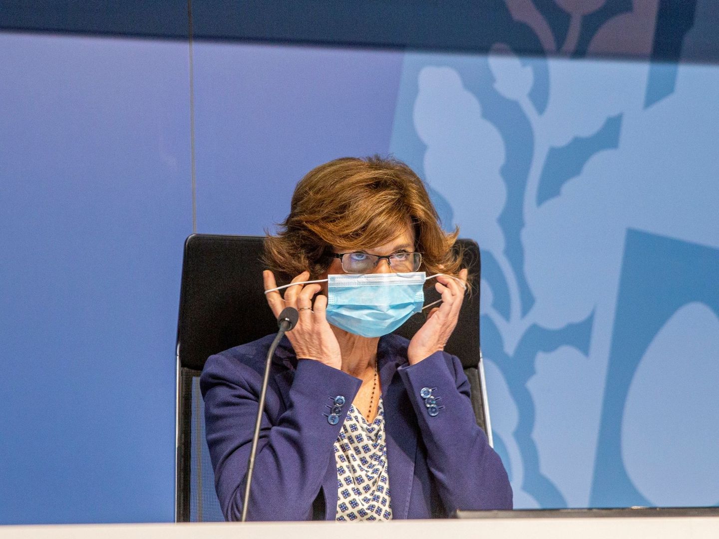 Murga se pone la mascarilla durante una comparecencia ante los medios en Lehendakaritza. (EFE)