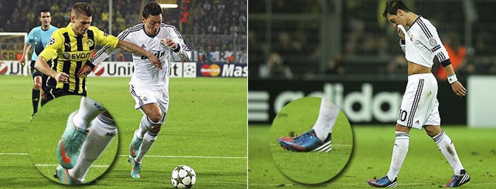 Foto: Özil 'media' entre Nike y Adidas: jugó cada parte ante el Borussia con una marca distinta