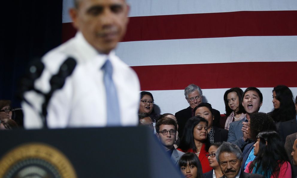 Un joven grita contra Obama durante un acto sobre la reforma migratoria (Reuters).
