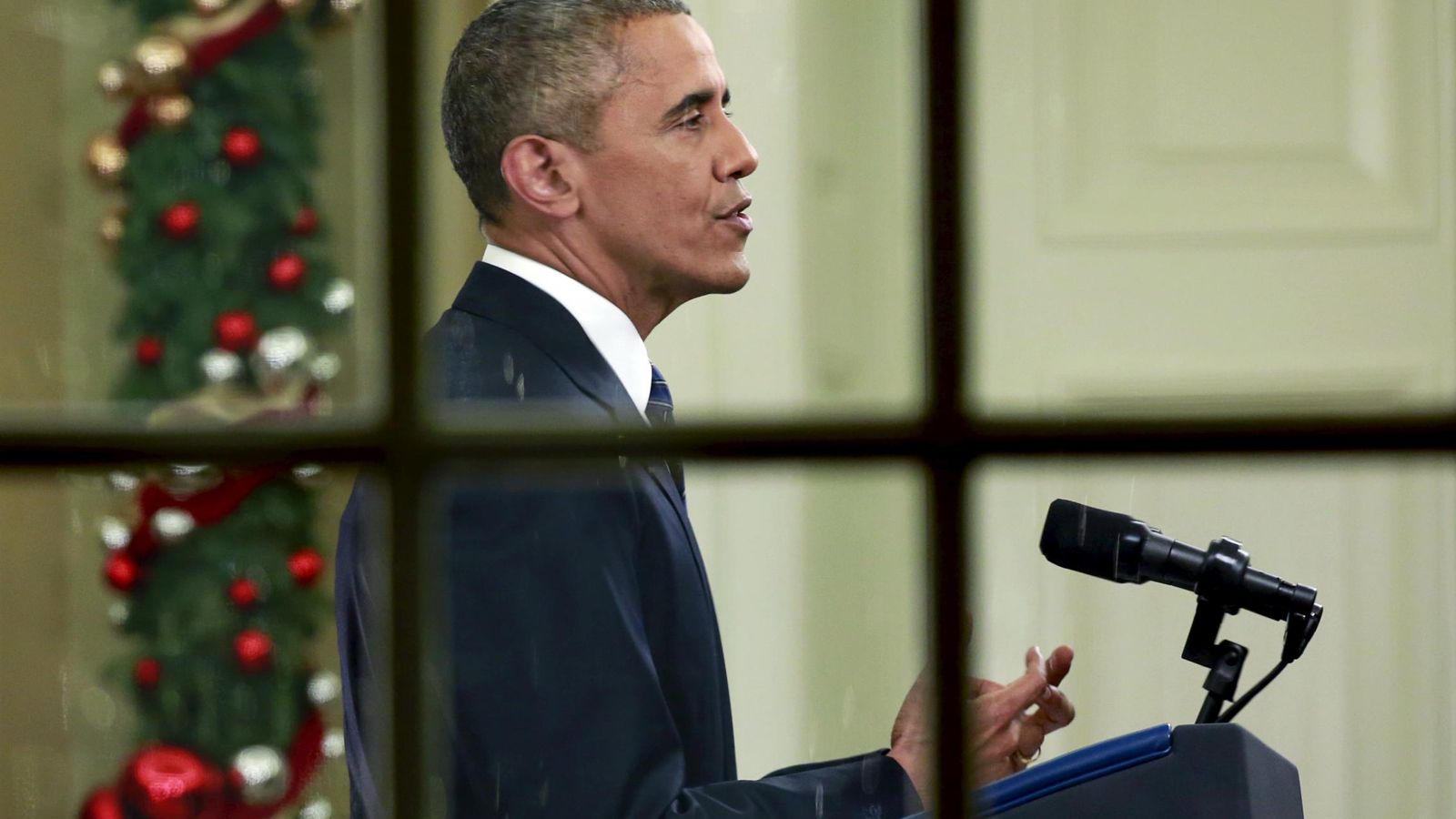 Foto: El presidente Barack Obama dirigiéndose al público estadounidense en horario de máxima audiencia, el 6 de diciembre de 2015 (Reuters)