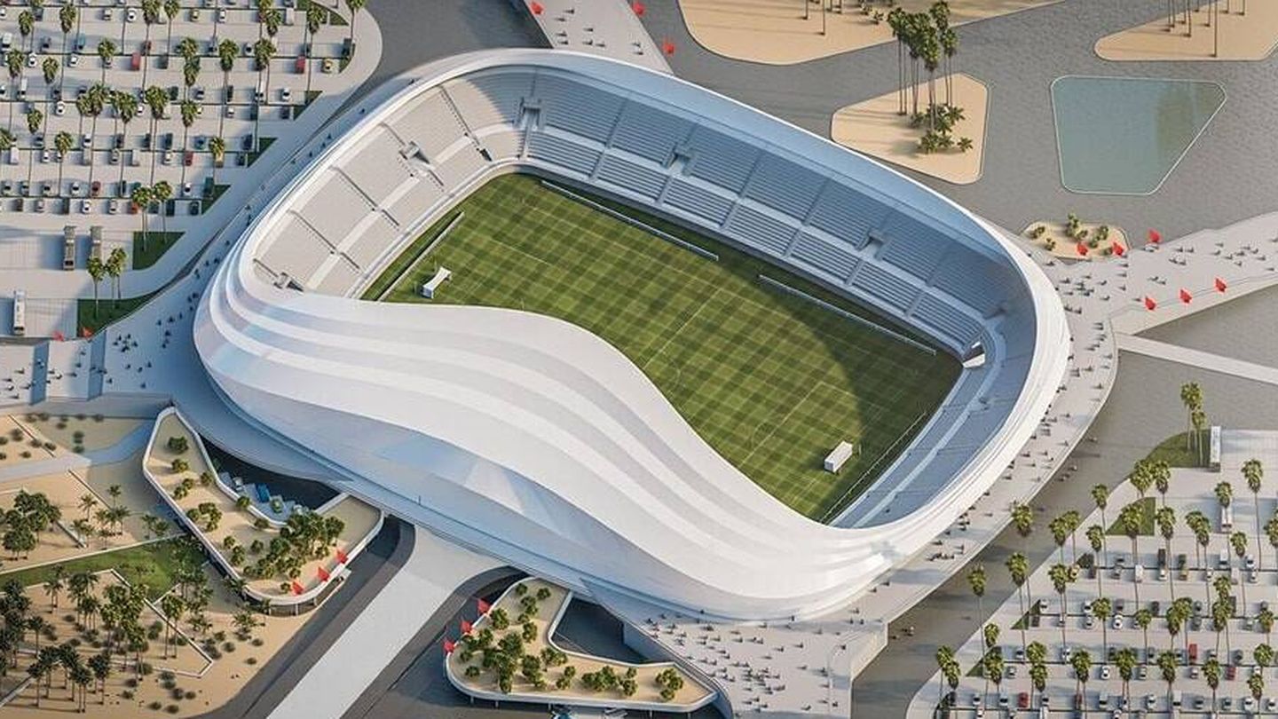 El proyecto de uno de los estadios en Dajla. (Cedida)
