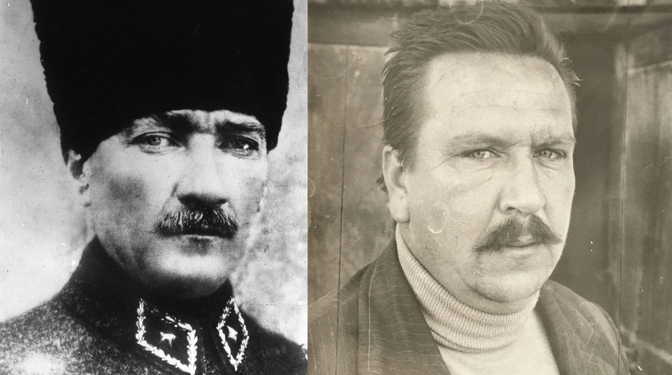 Mustafá Kemal Atatürk y su descendiente, Ahmet Mete, el abuelo de Agca Kuzulu y el miembro de la familia que mayor parecido conservó con su antecesor