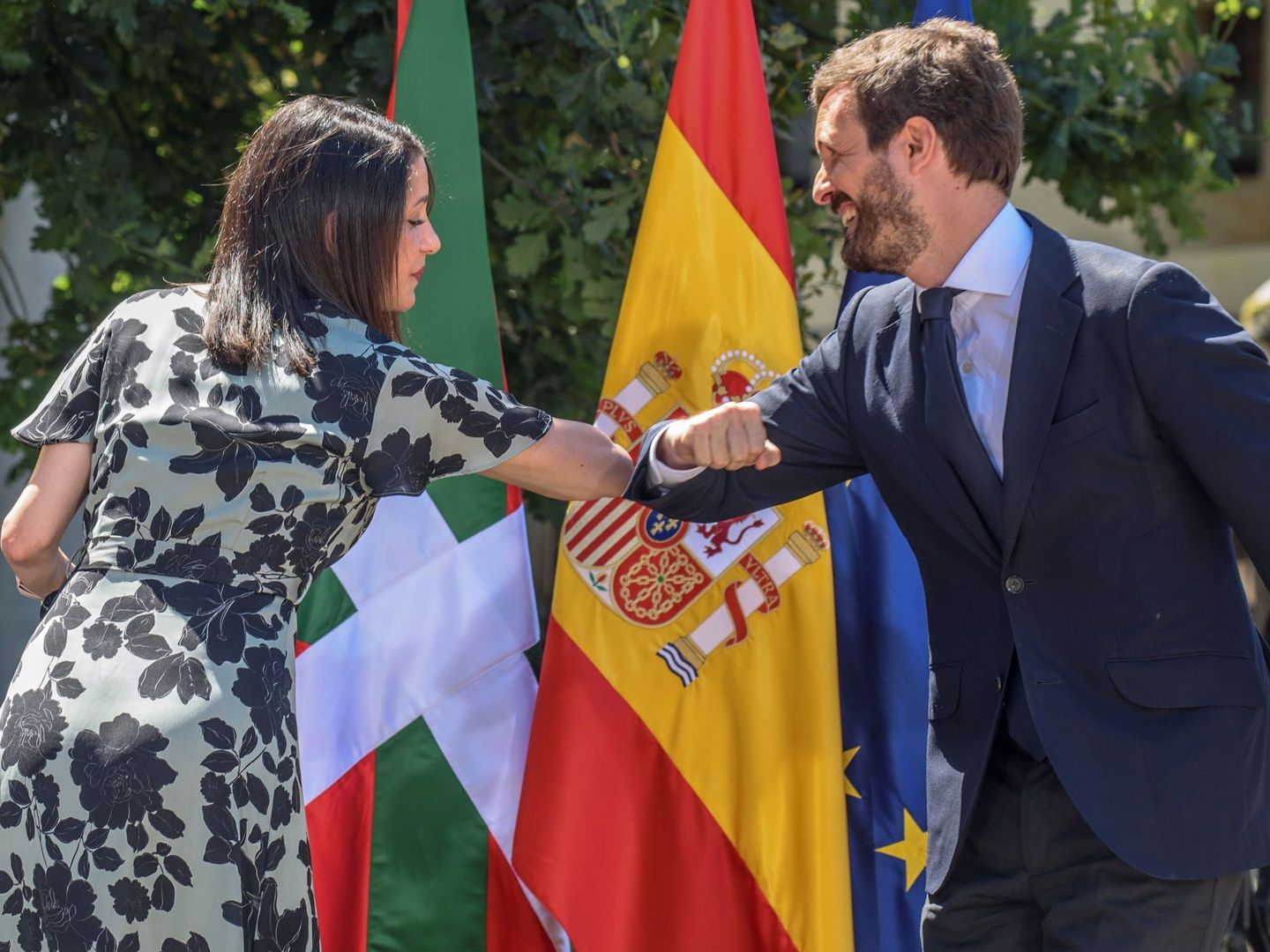 El presidente del Partido Popular, Pablo Casado, y la presidenta de Ciudadanos, Inés Arrimadas. (EFE)