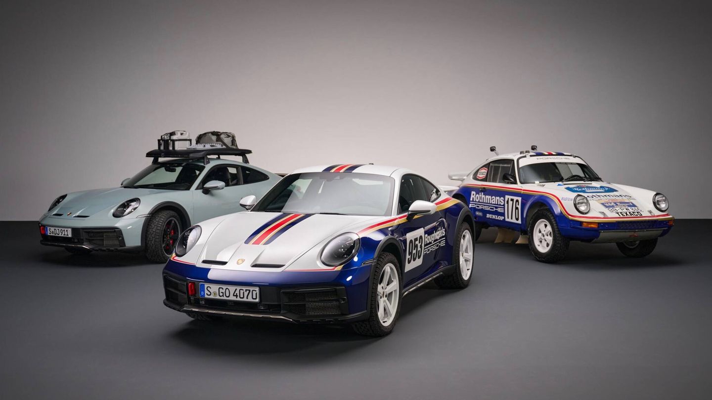 De izquierda a derecha, el 911 Dakar; el 911 Dakar Rallye Design y el original de 1984.