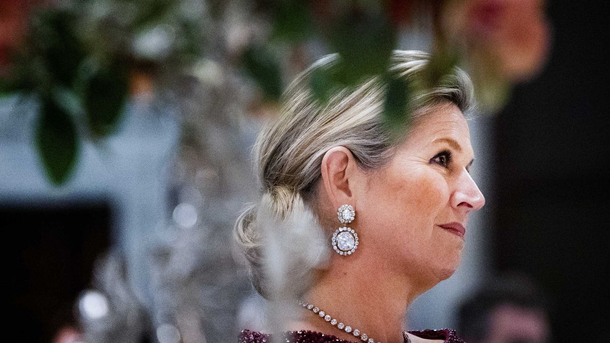 Pendientes de quita y pon de una valiosa tiara y vestido de gala: Máxima de Holanda, en su última aparición