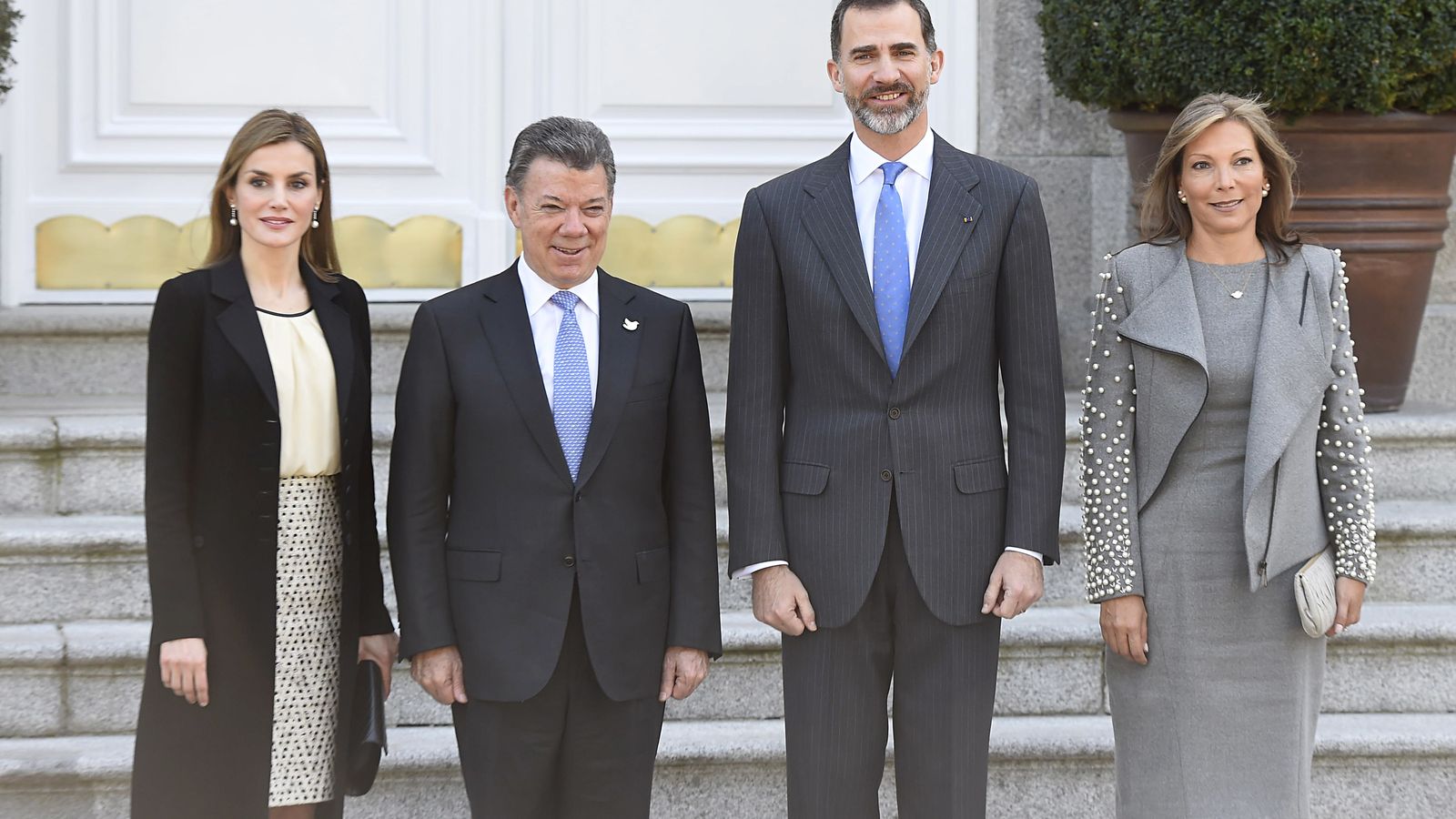Foto: Los reyes durante el almuerzo con el presidente colombiano y su esposa