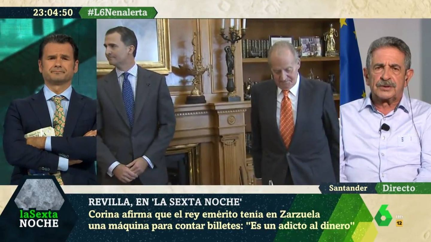 Iñaki López escuchando la opinión de Revilla sobre Felipe y Juan Carlos. (La Sexta).